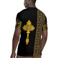 Habesha Motifs Ethiopia Rugby Jersey Tilet Black Gold