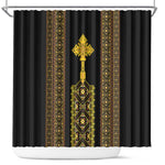 Habesha Motifs Ethiopia Shower Curtain Tilet Black Gold