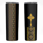 Habesha Motifs Ethiopia Skinny Tumbler Tilet Black Gold