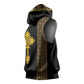 Habesha Motifs Ethiopia Sleeveless Hoodie Tilet Black Gold - African Pride