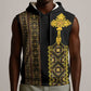 Habesha Motifs Ethiopia Sleeveless Hoodie Tilet Black Gold - African Pride