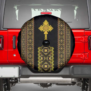 Habesha Motifs Ethiopia Spare Tire Cover Tilet Black Gold