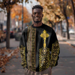 Habesha Motifs Ethiopia Sweatshirt Tilet Black Gold