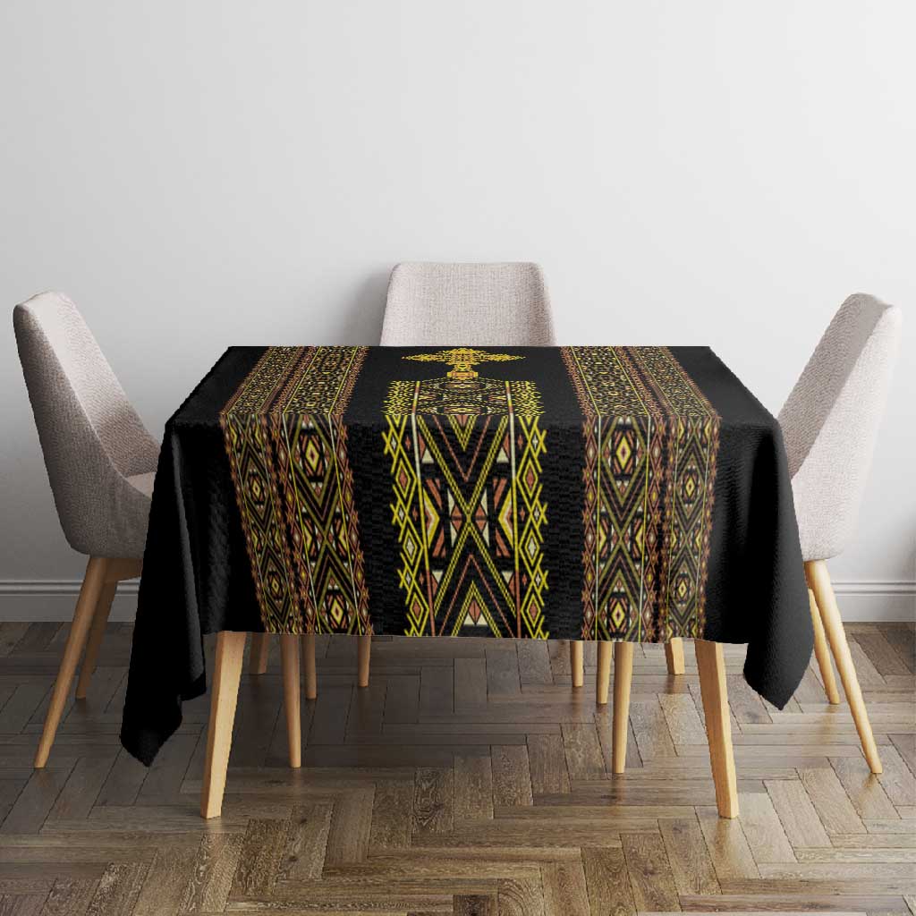 Habesha Motifs Ethiopia Tablecloth Tilet Black Gold