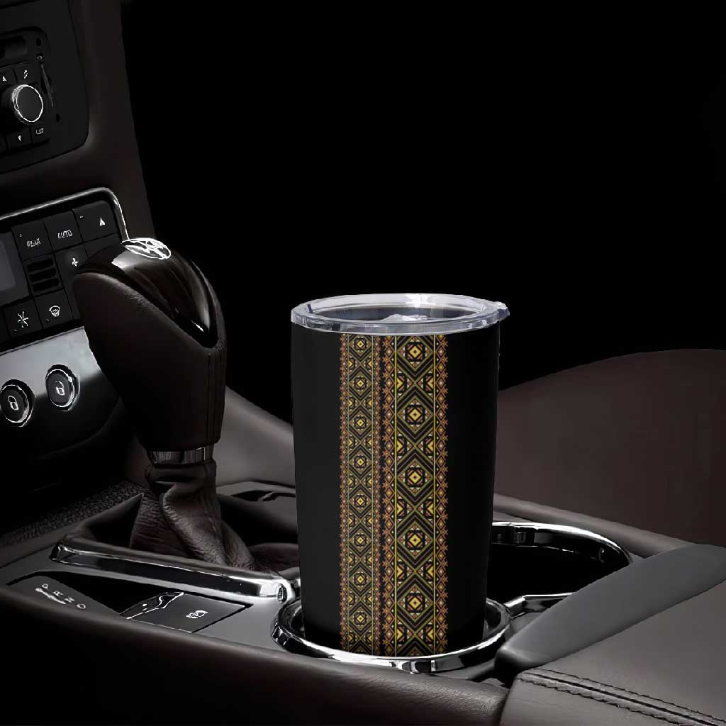Habesha Motifs Ethiopia Tumbler Cup Tilet Black Gold