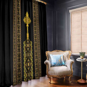 Habesha Motifs Ethiopia Window Curtain Tilet Black Gold