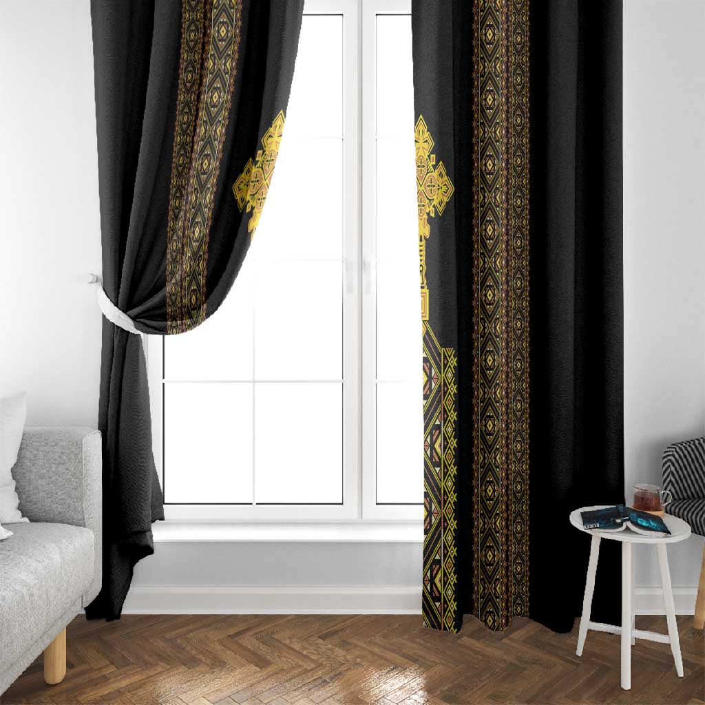 Habesha Motifs Ethiopia Window Curtain Tilet Black Gold