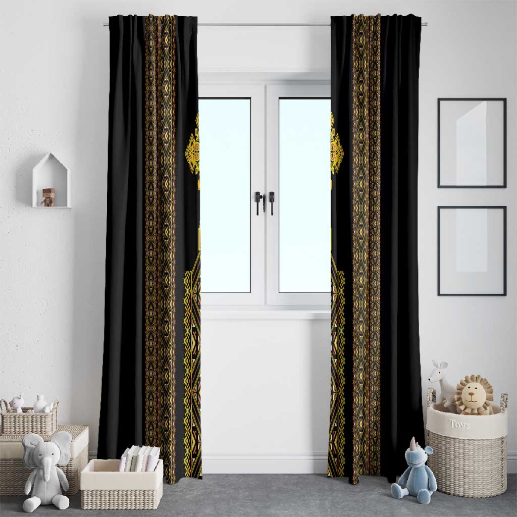 Habesha Motifs Ethiopia Window Curtain Tilet Black Gold