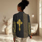 Habesha Motifs Ethiopia Women Casual Shirt Tilet Black Gold