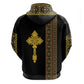 Habesha Motifs Ethiopia Zip Hoodie Tilet Black Gold