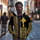Habesha Motifs Ethiopia Zip Hoodie Tilet Black Gold