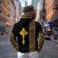Habesha Motifs Ethiopia Zip Hoodie Tilet Black Gold