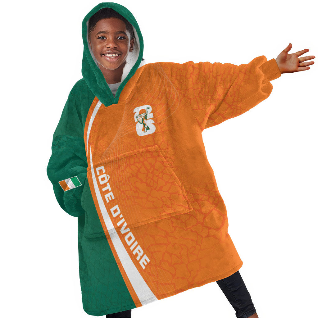 Cote d'Ivoire WC2026 Custom Kid Wearable Blanket Hoodie Making History - GO Elephants