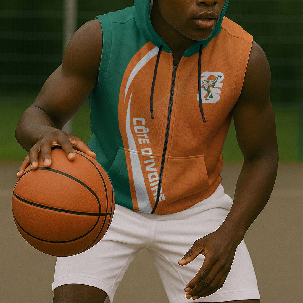 Cote d'Ivoire WC2026 Custom Sleeveless Zip Hoodie Making History - GO Elephants