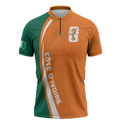 Cote d'Ivoire WC2026 Custom Zipper Polo Shirt Making History - GO Elephants