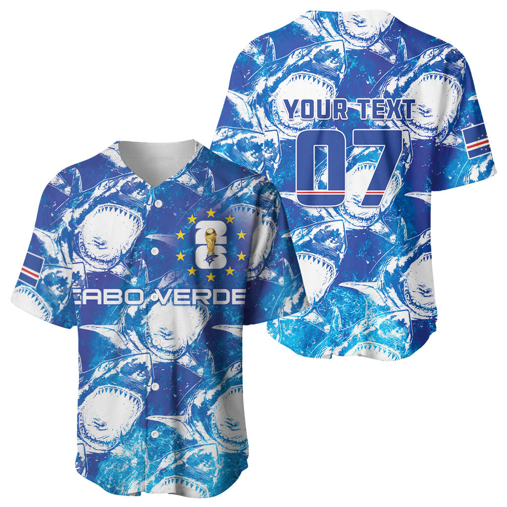 Cabo Verde WC2026 Prematch Guernsey Inspired Custom Baseball Jersey Tubaroes Azuis Making History