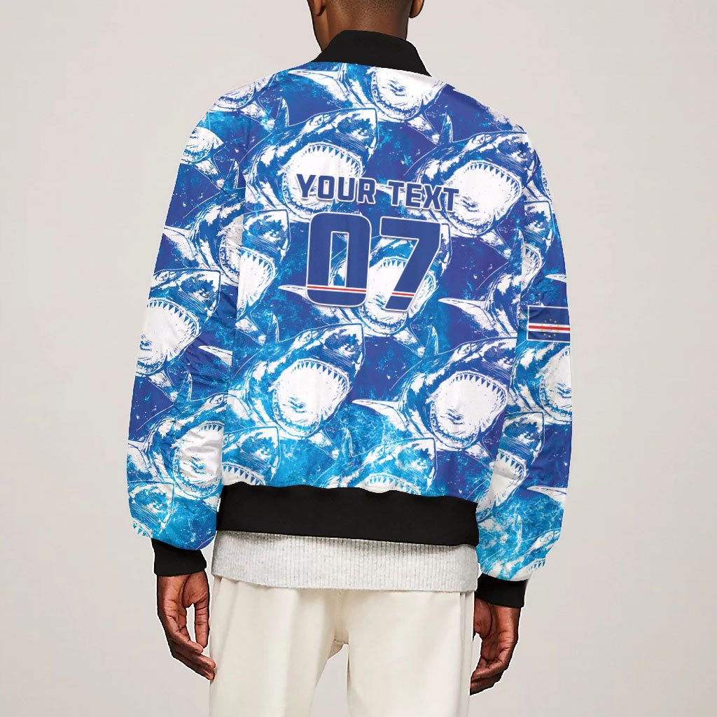 Cabo Verde WC2026 Prematch Guernsey Inspired Custom Bomber Jacket Tubaroes Azuis Making History