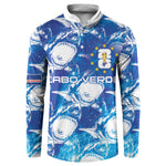 Cabo Verde WC2026 Prematch Guernsey Inspired Custom Button Sweatshirt Tubaroes Azuis Making History