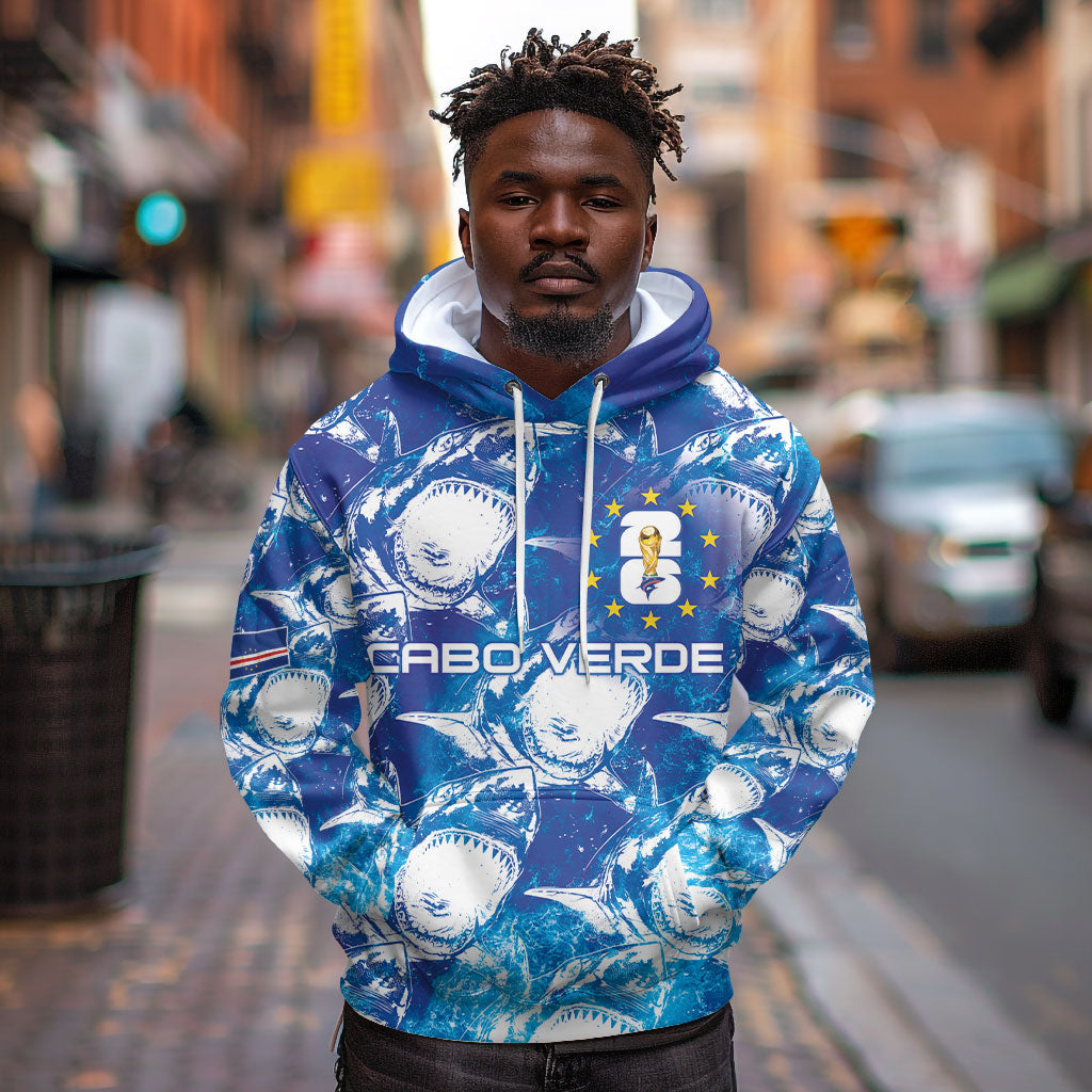 Cabo Verde WC2026 Prematch Guernsey Inspired Custom Hoodie Tubaroes Azuis Making History