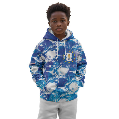 Cabo Verde WC2026 Prematch Guernsey Inspired Custom Kid Hoodie Tubaroes Azuis Making History