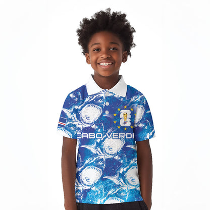 Cabo Verde WC2026 Prematch Guernsey Inspired Custom Kid Polo Shirt Tubaroes Azuis Making History