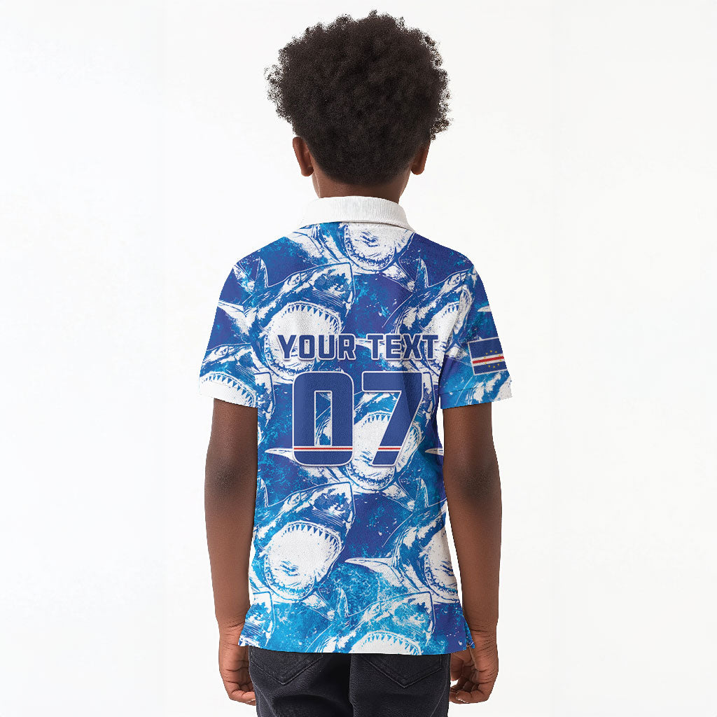 Cabo Verde WC2026 Prematch Guernsey Inspired Custom Kid Polo Shirt Tubaroes Azuis Making History