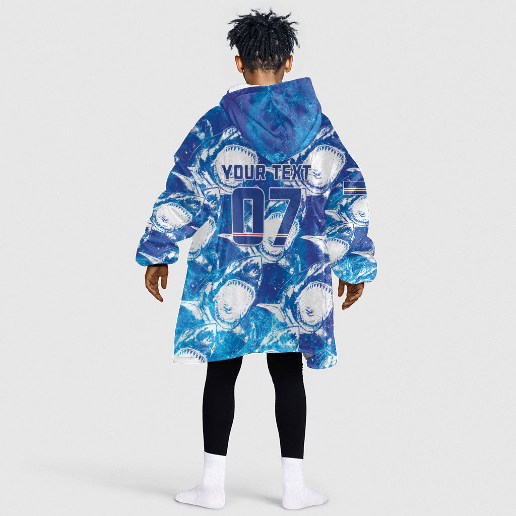 Cabo Verde WC2026 Prematch Guernsey Inspired Custom Kid Wearable Blanket Hoodie Tubaroes Azuis Making History
