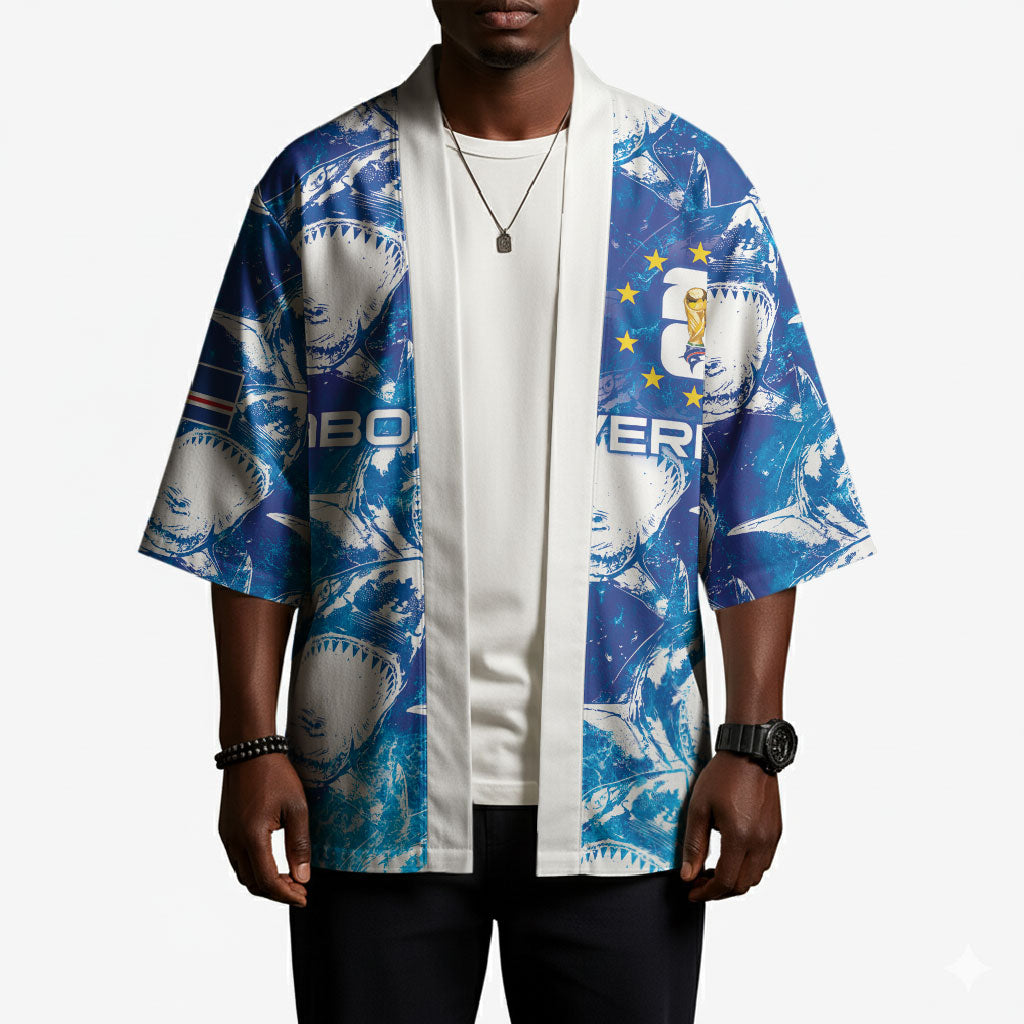 Cabo Verde WC2026 Prematch Guernsey Inspired Custom Kimono Tubaroes Azuis Making History
