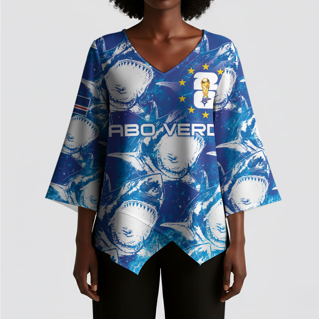 Cabo Verde WC2026 Prematch Guernsey Inspired Custom Kimono Sleeve Blouse Tubaroes Azuis Making History
