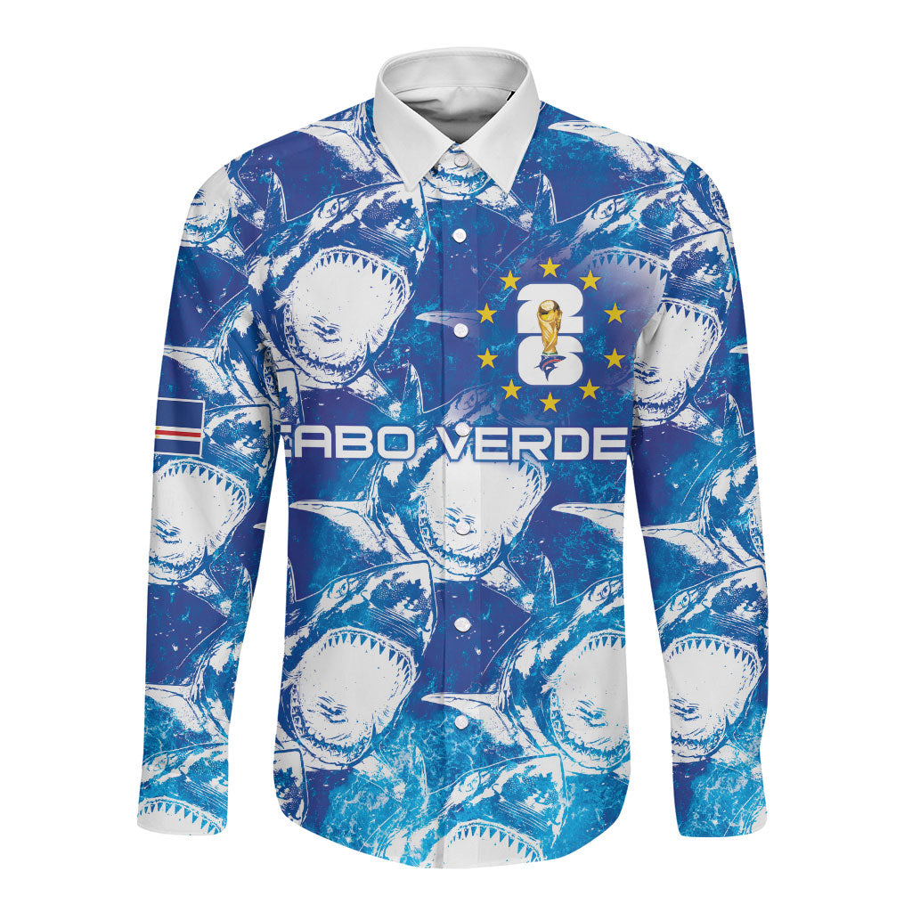 Cabo Verde WC2026 Prematch Guernsey Inspired Custom Long Sleeve Button Shirt Tubaroes Azuis Making History