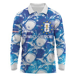 Cabo Verde WC2026 Prematch Guernsey Inspired Custom Long Sleeve Polo Shirt Tubaroes Azuis Making History