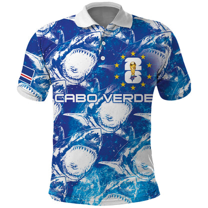 Cabo Verde WC2026 Prematch Guernsey Inspired Custom Polo Shirt Tubaroes Azuis Making History