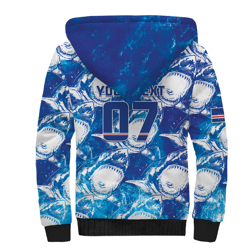Cabo Verde WC2026 Prematch Guernsey Inspired Custom Sherpa Hoodie Tubaroes Azuis Making History