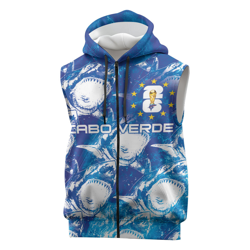 Cabo Verde WC2026 Prematch Guernsey Inspired Custom Sleeveless Zip Hoodie Tubaroes Azuis Making History