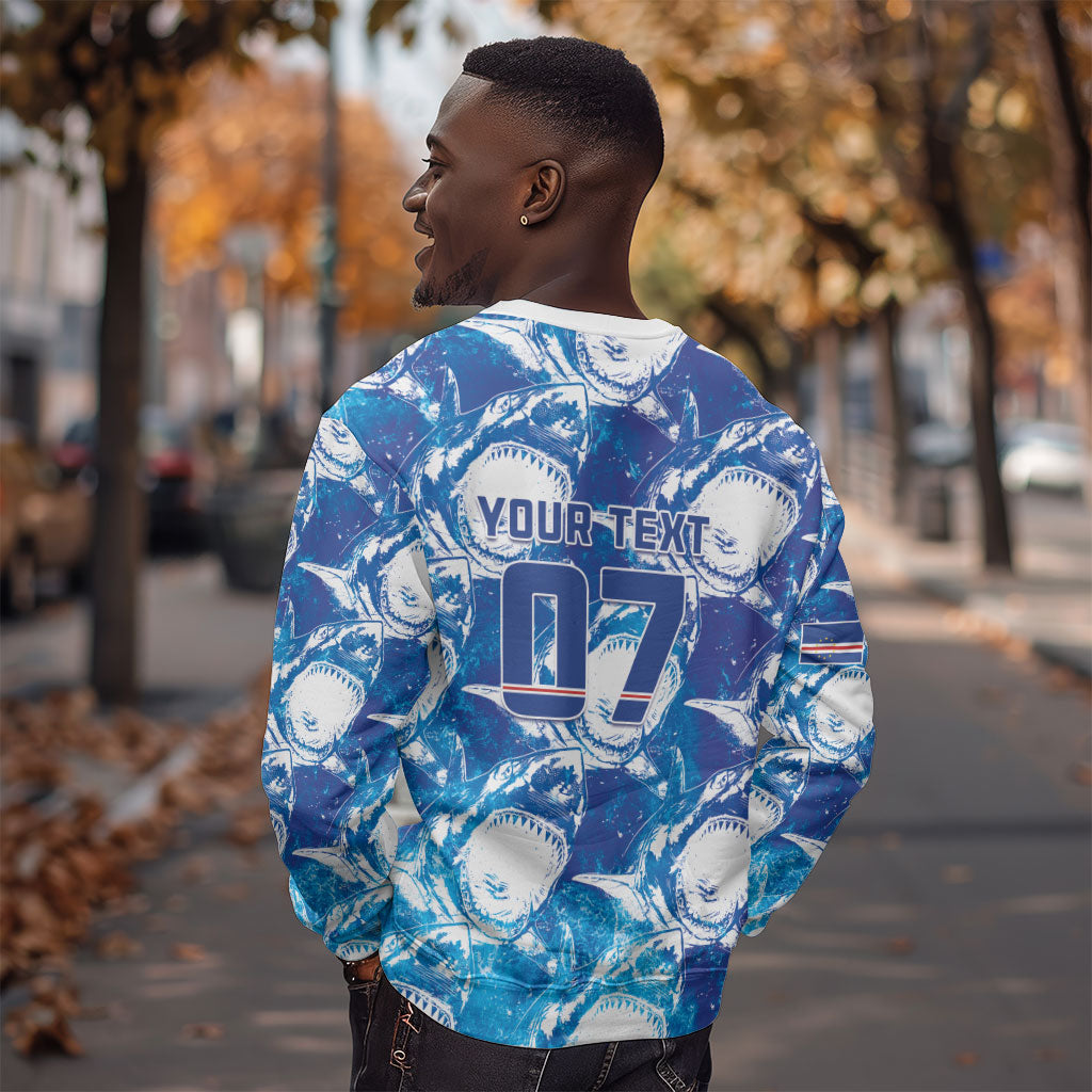 Cabo Verde WC2026 Prematch Guernsey Inspired Custom Sweatshirt Tubaroes Azuis Making History