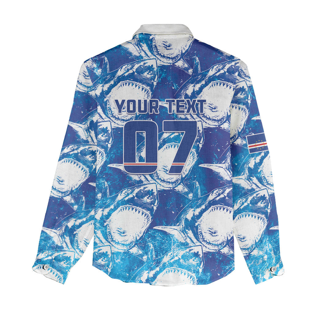 Cabo Verde WC2026 Prematch Guernsey Inspired Custom Women Casual Shirt Tubaroes Azuis Making History