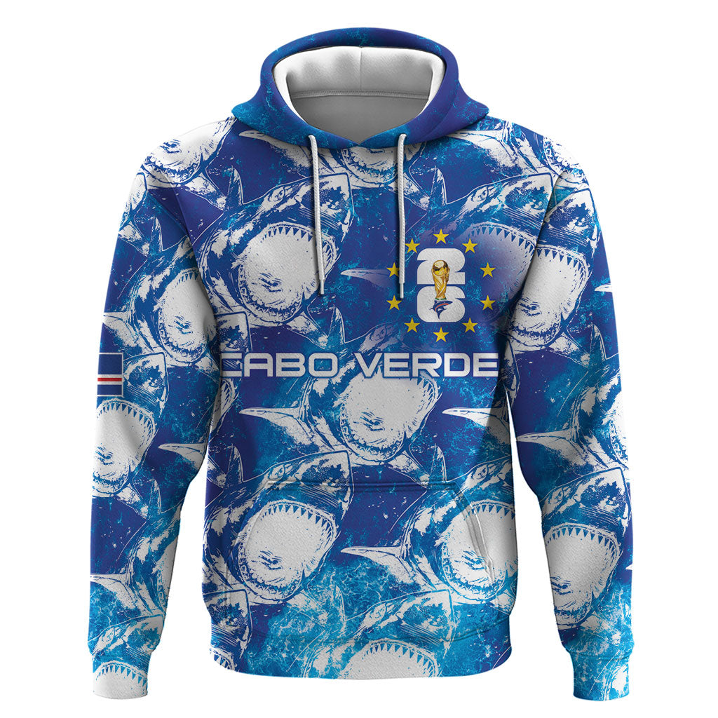 Cabo Verde WC2026 Prematch Guernsey Inspired Custom Zip Hoodie Tubaroes Azuis Making History