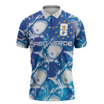 Cabo Verde WC2026 Prematch Guernsey Inspired Custom Zipper Polo Shirt Tubaroes Azuis Making History