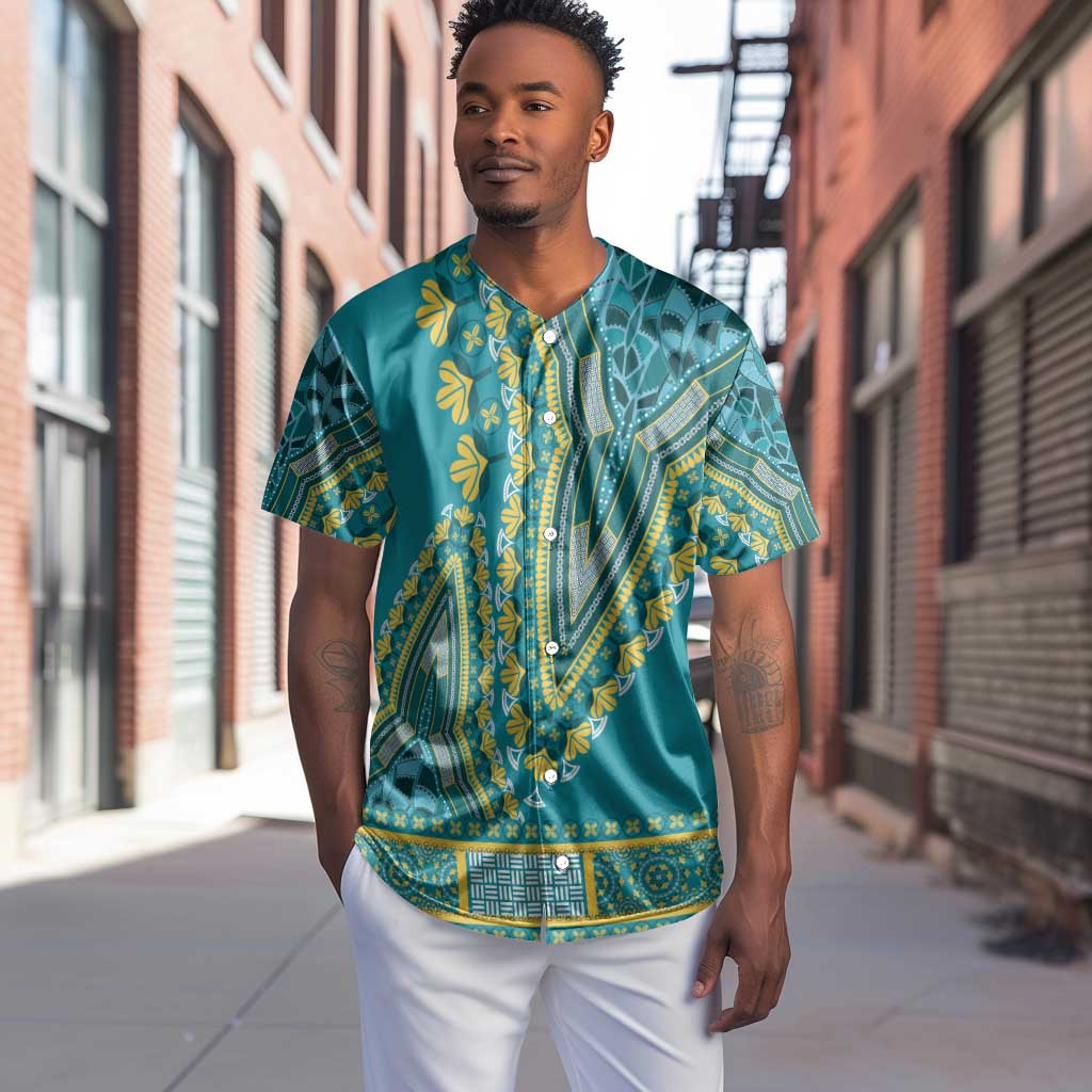 Dashiki Baseball Jersey Luxury Afro - Teal