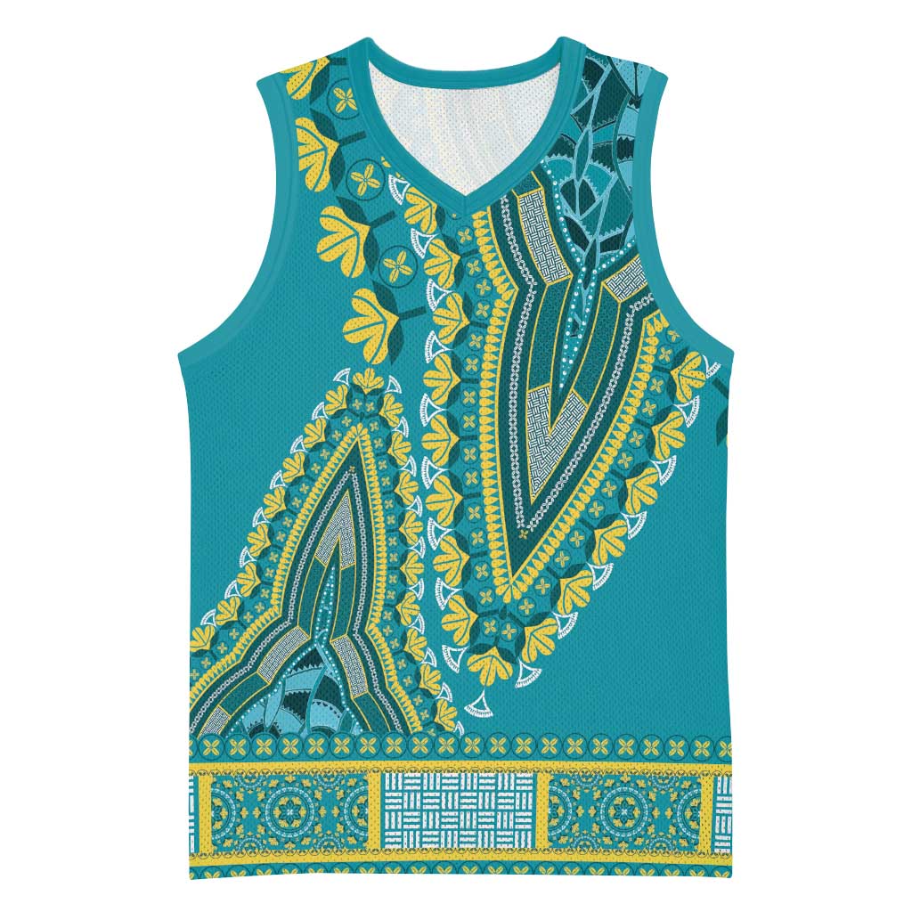 Dashiki Basketball Jersey Luxury Afro - Teal - African Pride