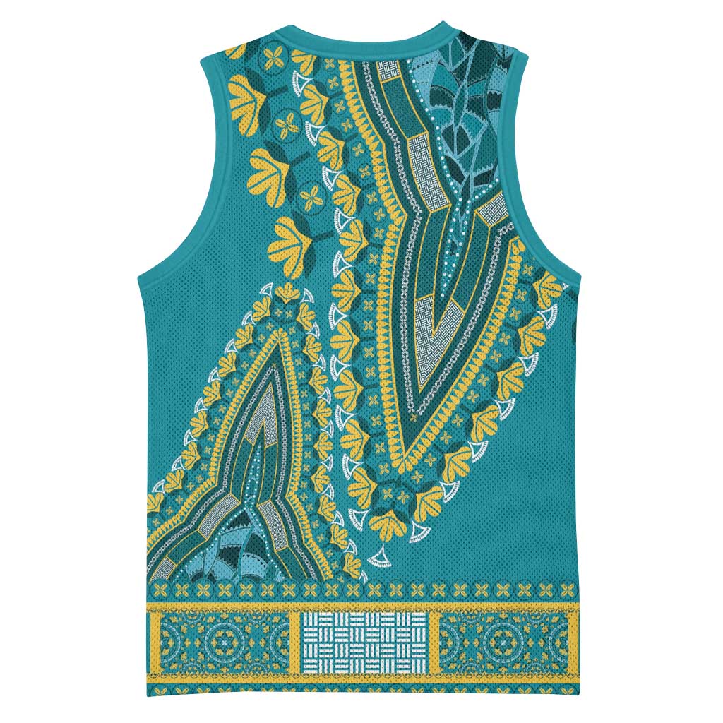 Dashiki Basketball Jersey Luxury Afro - Teal - African Pride