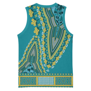 Dashiki Basketball Jersey Luxury Afro - Teal - African Pride