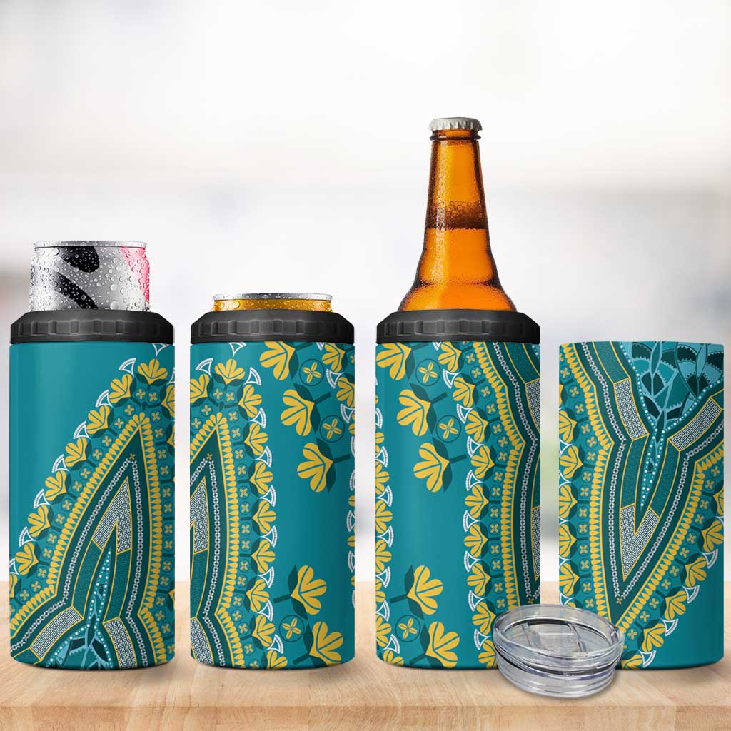 Dashiki 4 in 1 Can Cooler Tumbler Luxury Afro - Teal