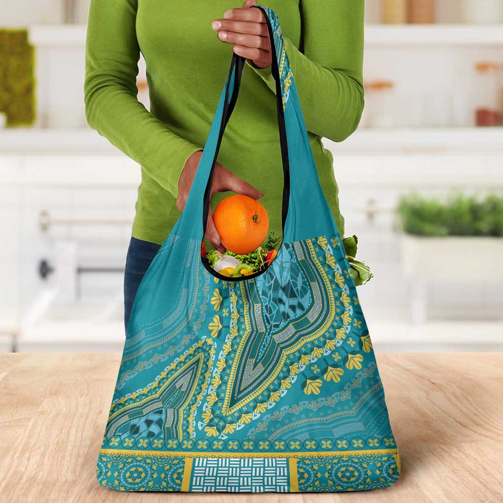 Dashiki Grocery Bag Luxury Afro - Teal