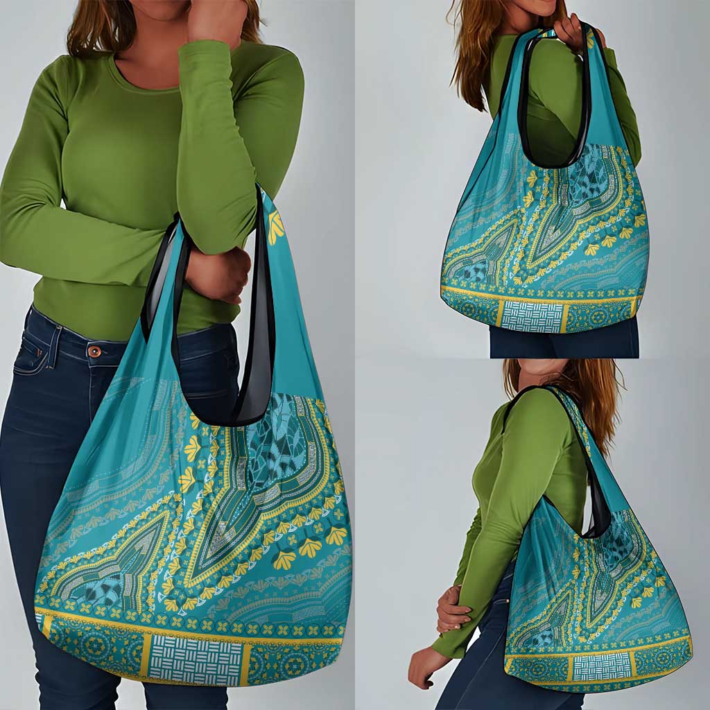 Dashiki Grocery Bag Luxury Afro - Teal