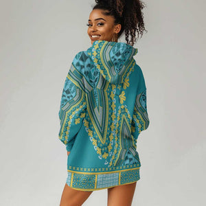 Dashiki Hoodie Dress Luxury Afro - Teal