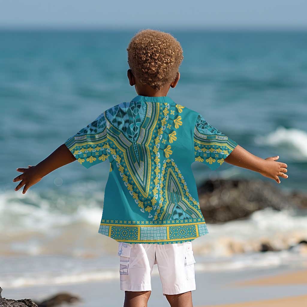 Dashiki Kid Hawaiian Shirt Luxury Afro - Teal