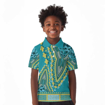 Dashiki Kid Polo Shirt Luxury Afro - Teal