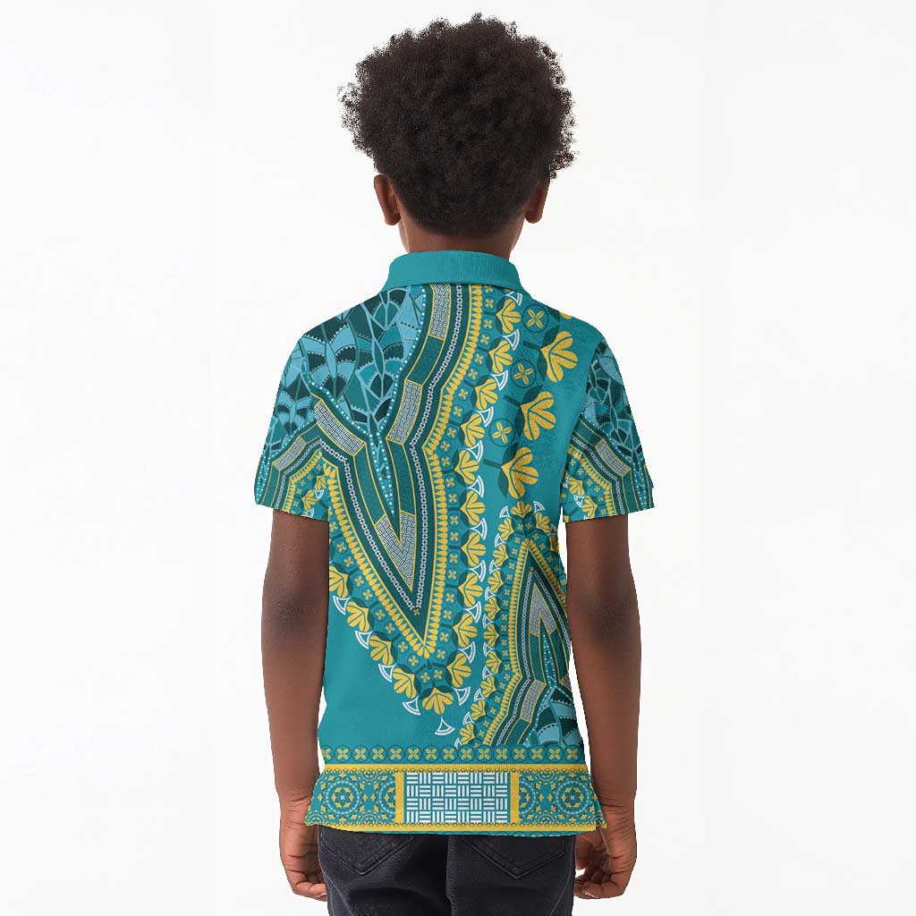 Dashiki Kid Polo Shirt Luxury Afro - Teal