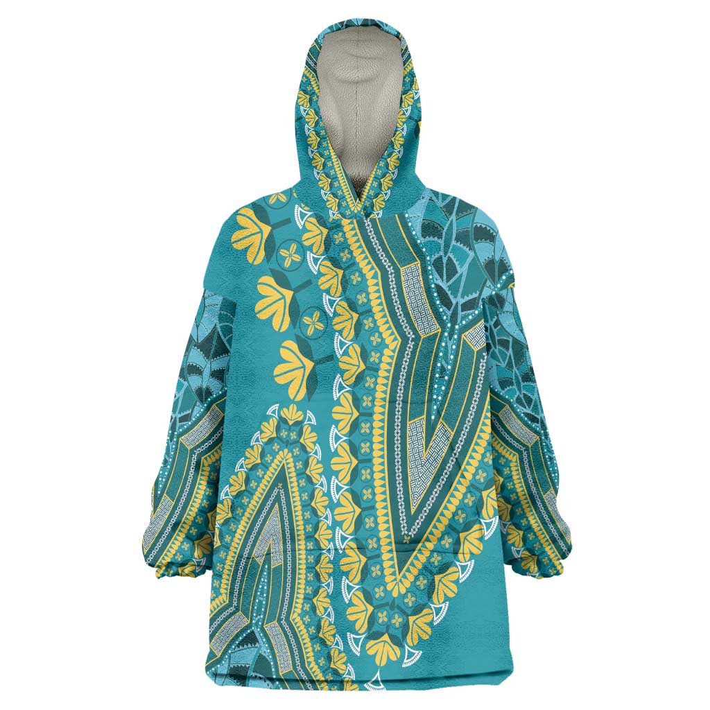 Dashiki KId Wearable Blanket Hoodie Luxury Afro - Teal